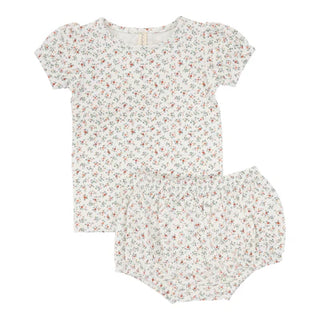 Lilette Dainty Floral Short Sleeve Set Winter White/Floral