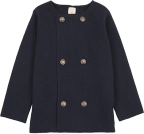 Analogie Double Breasted Knit Blazer in Navy