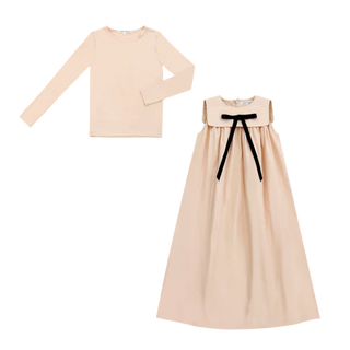 Little Parni Pink Taffeta Maxi Bow Jumper