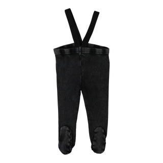 Lil Legs Black Wash Footed Suspender Leggings
