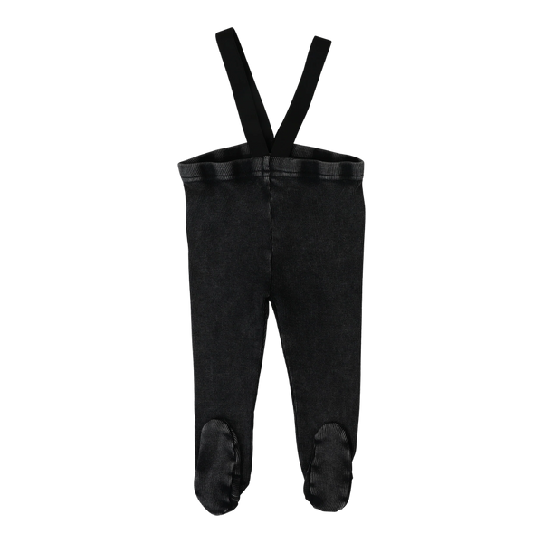 Lil Legs Black Wash Footed Suspender Leggings