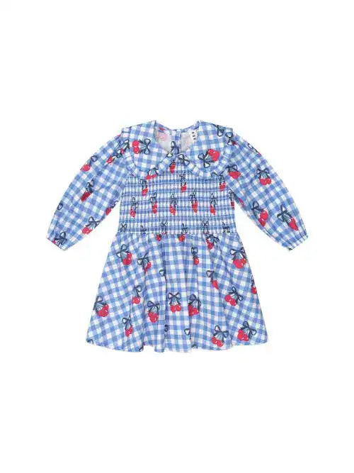 Hux Cherry Gingham Shirred Dress