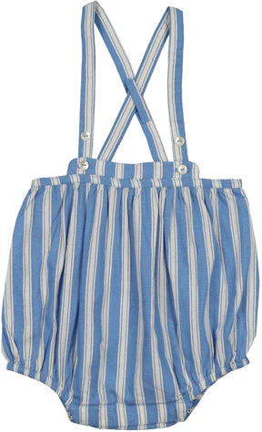 Analogie Striped Suspender Bloomer in Fresh Blue stripe