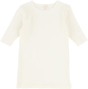 Lil Legs Cream 3/4 Sleeve Ribbed Tee