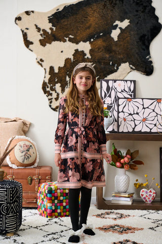 Porter Peach Chiffon Floral Printed Dress