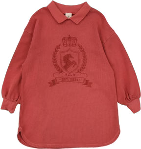 Analogie Emblem Sweatshirt Dress in Mineral Red