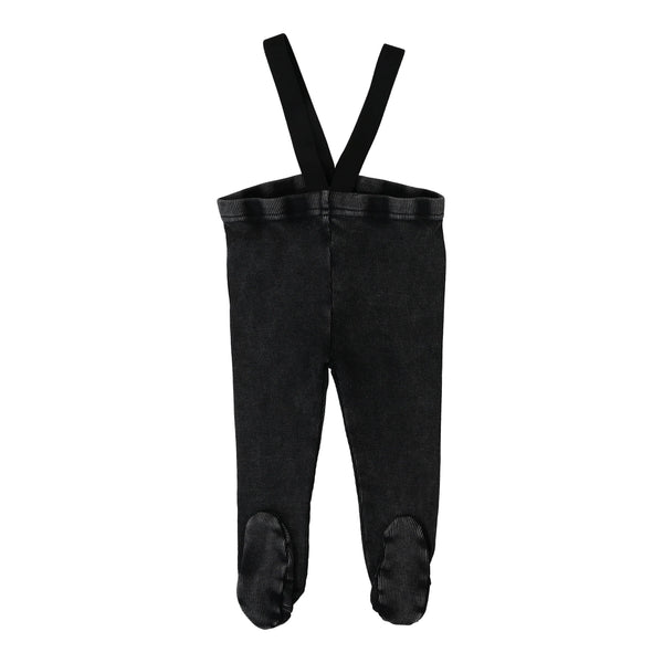 Lil Legs Black Wash Suspender Leggings