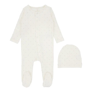 Lilette Tiny Heart Footie Set in Cream