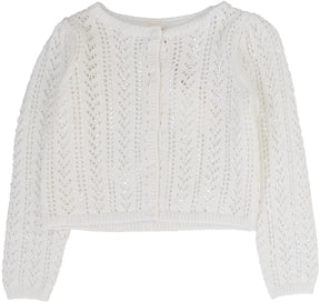 Analogie Girls Pointelle Cardigan in Cream