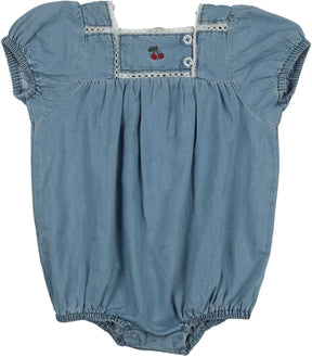 Analogie Denim Capsule Girls Romper in Blue Tencel