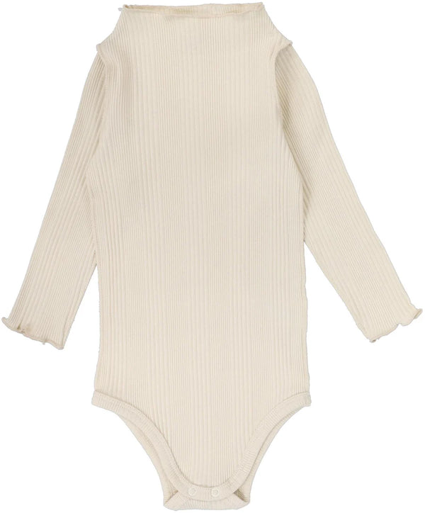 Lil Legs Ribbed Funnel Neck Onesie in Ecru