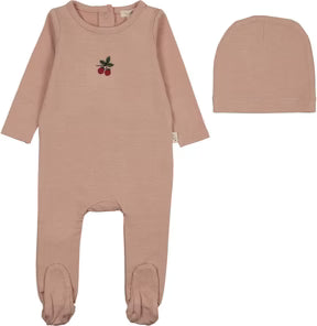 Lil Legs Pink Embroidered Lounge Footie Set