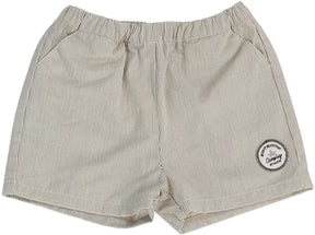 Lil Legs Dainty Denim Boys Shorts in Natural Stripe