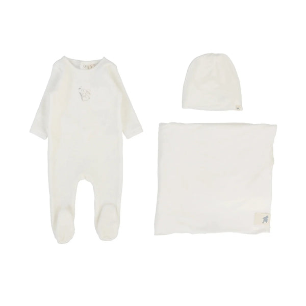 Lilette Velour Forest Graphic Layette Set in Winter White/ Oat