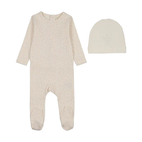 Lilette Leaf Trail Footie Set in Cream/Pink
