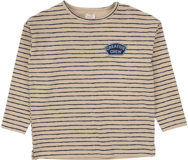 Lil Legs Striped Tee in Oat/Navy