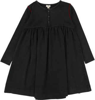 Lil Legs Contrast Stitch Dress in Black Wash