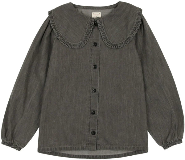 Analogie Grey Wash Denim Tencel Blouse