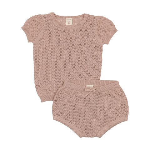 Analogie Pink Pointelle Knit Set