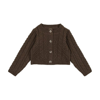 Analogie Heather Brown Cable Knit Cardigan