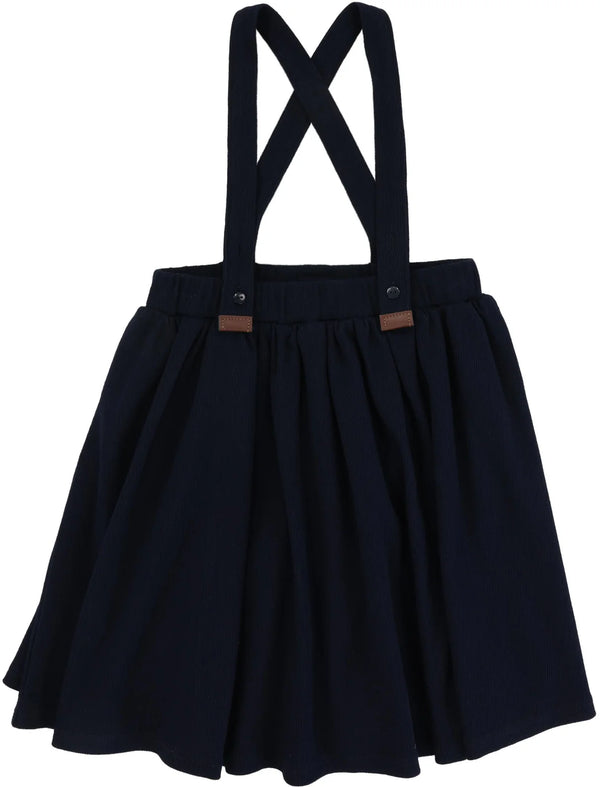 Lil Legs Ribbed Suspender Skirt in Navy