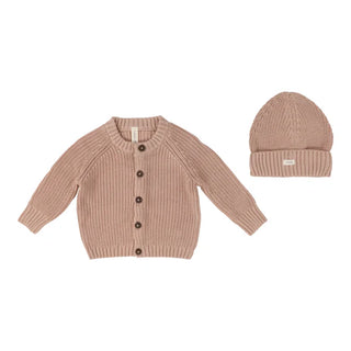 Lilette Chunky Knit Cardigan With Beanie Peach