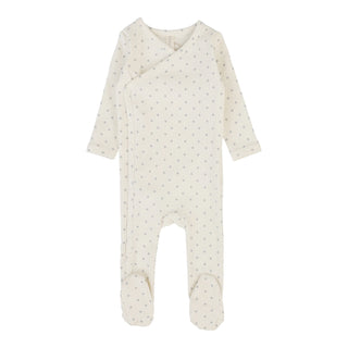 Lilette Diamond Dot Footie in Cream/Slate