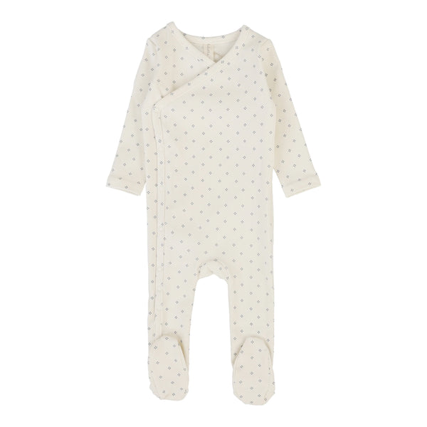 Lilette Diamond Dot Footie in Cream/Slate