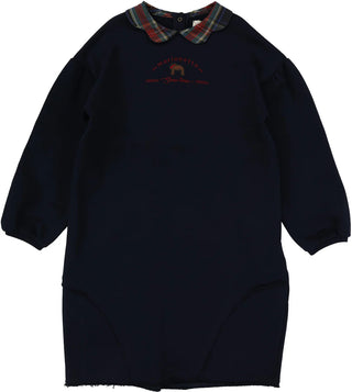 Analogie Plaid Detail Dress in Navy