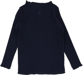 Lil Legs Ribbed Funnel Neck in Navy