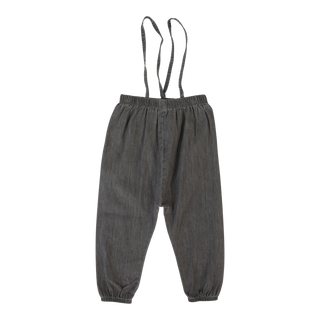 Lil Legs Bubble Suspender Pants in Grey Wash