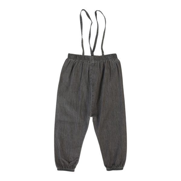 Lil Legs Bubble Suspender Pants in Grey Wash