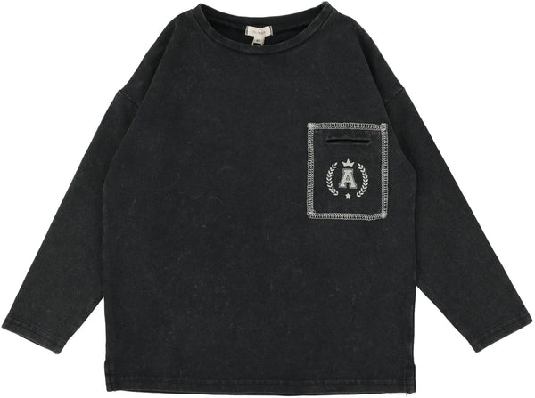 Lil Legs Boys Pocket Tee in Black Wash