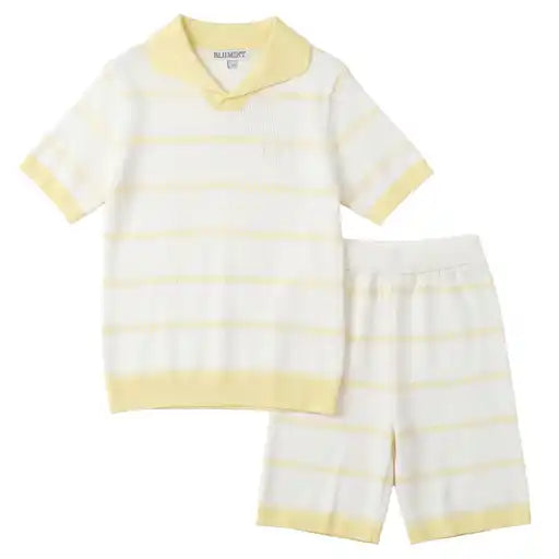 BLUMINT White/Yellow Striped Ribbed Set