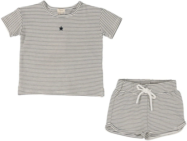 Lil Legs Striped Set In Navy Stripe