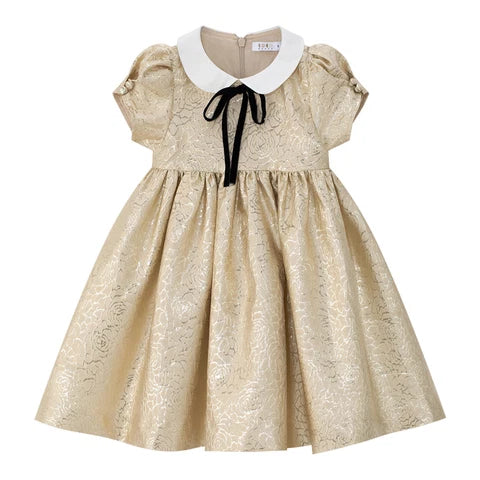 Coco Blanc Gold Jacquard Dress