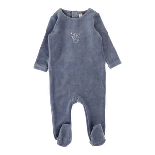 Lilette Velour Forest Graphic Footie in Slate