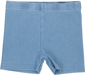 Lil Legs Jean Biker shorts in Mid Wash