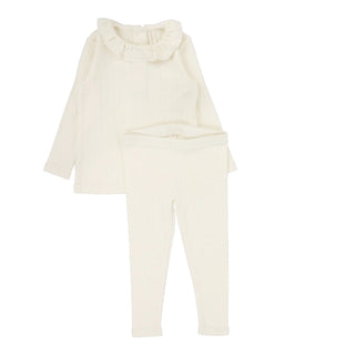 Lilette Fine Pointelle Collar Set in Cream Ruffle