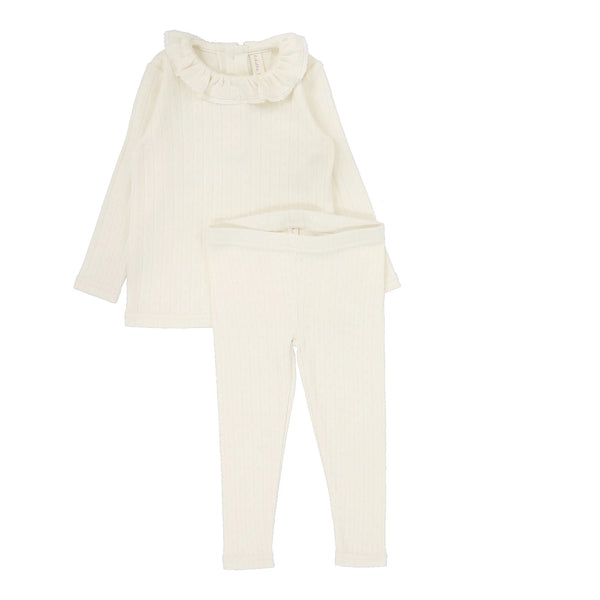 Lilette Fine Pointelle Collar Set in Cream Ruffle