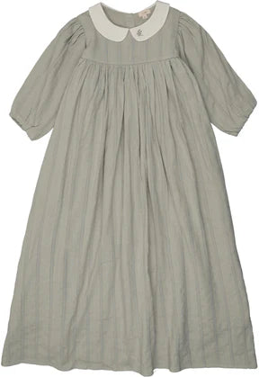 Lil Legs Seafoam Embroidered Collar Maxi Robe 3/4 SLV