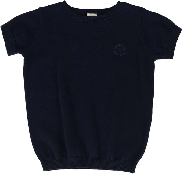 Analogie Boys Short Sleeve Crewneck Sweater in Navy