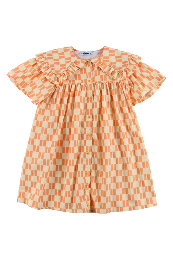 Loud  GIOIA Collar Dress in Vanilla/Papaya Check