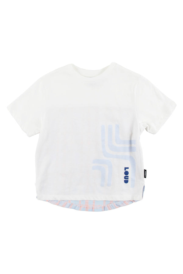 Loud COCCO T-Shirt loose fit in GARDENIA/check neon