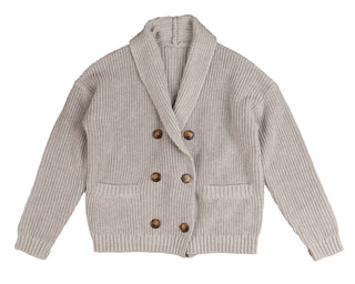 Noma Light Grey Chunky Double Breasted Cardigan