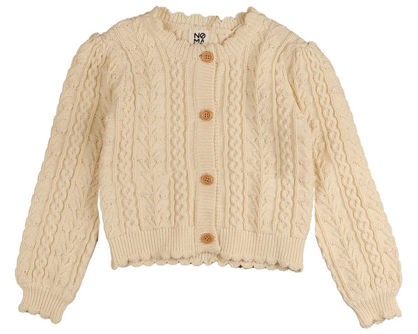 Noma Ivory Chunky Cropped Girls Cardigan