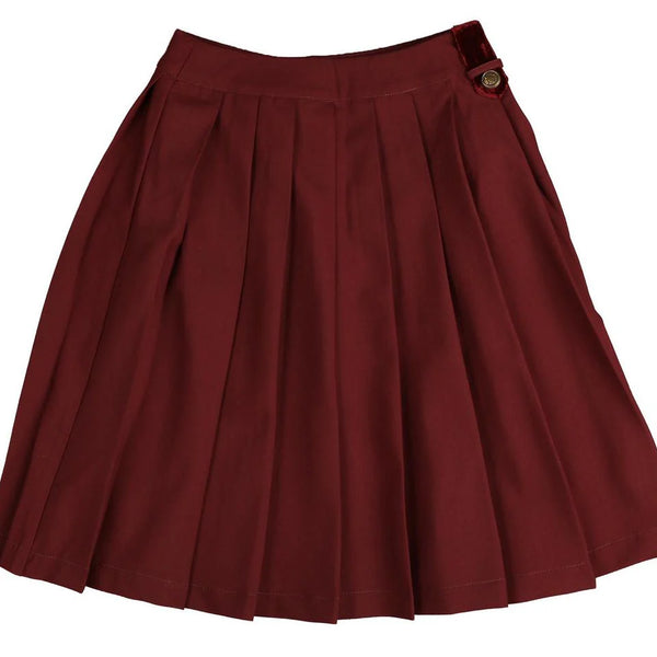 Noma Berry Pleated Skirt with Velvet Tab