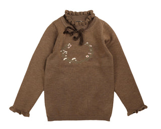 Belati Mocha Knit Shell With Neck Ribbon