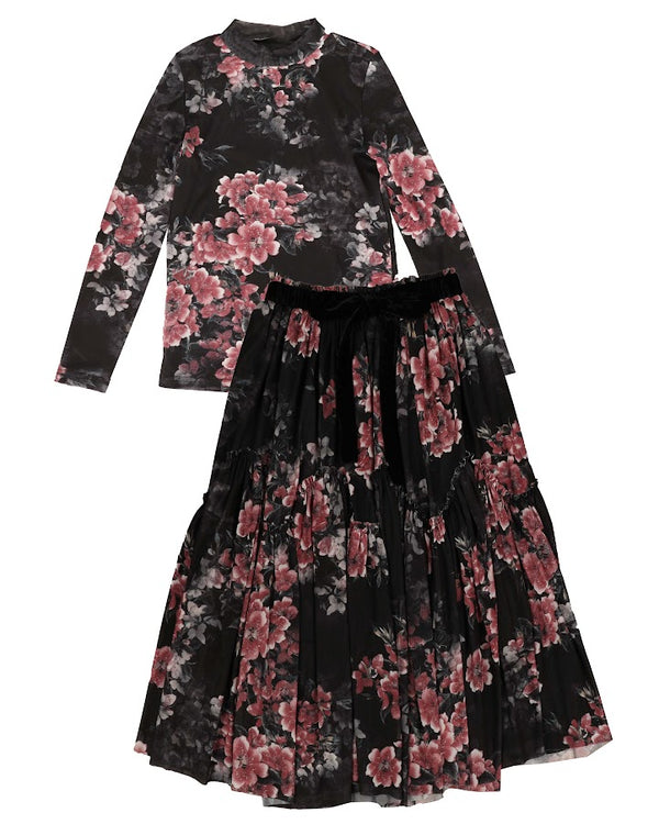 Noma Mesh Floral Skirt/Shirt Set