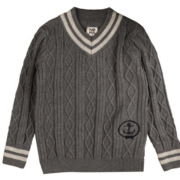Noma Charcoal Knit with Neck Stripe